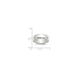 10k White Gold Domed wedding band ring shown for scale