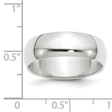 14K White Gold Half-Round Domed Wedding Band, 7mm Wide, Solid Ring, Timeless