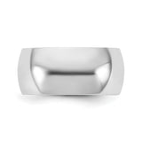 10k White Gold Domed wedding band ring detail view