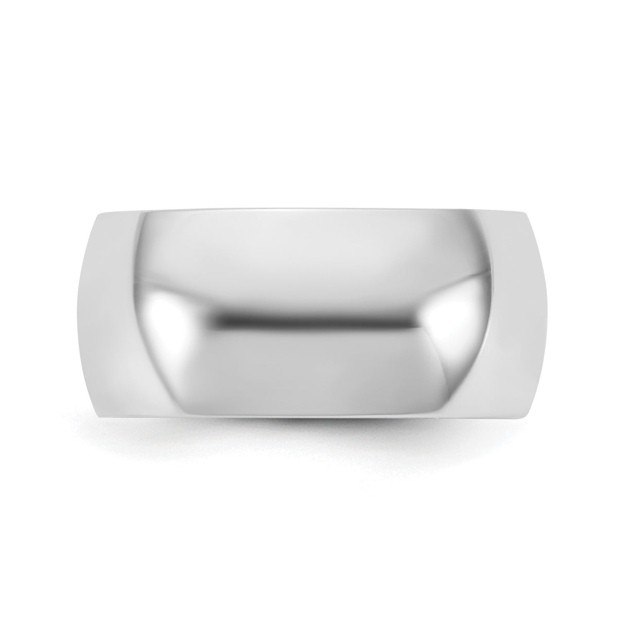 14k White Gold Domed wedding band ring detail view
