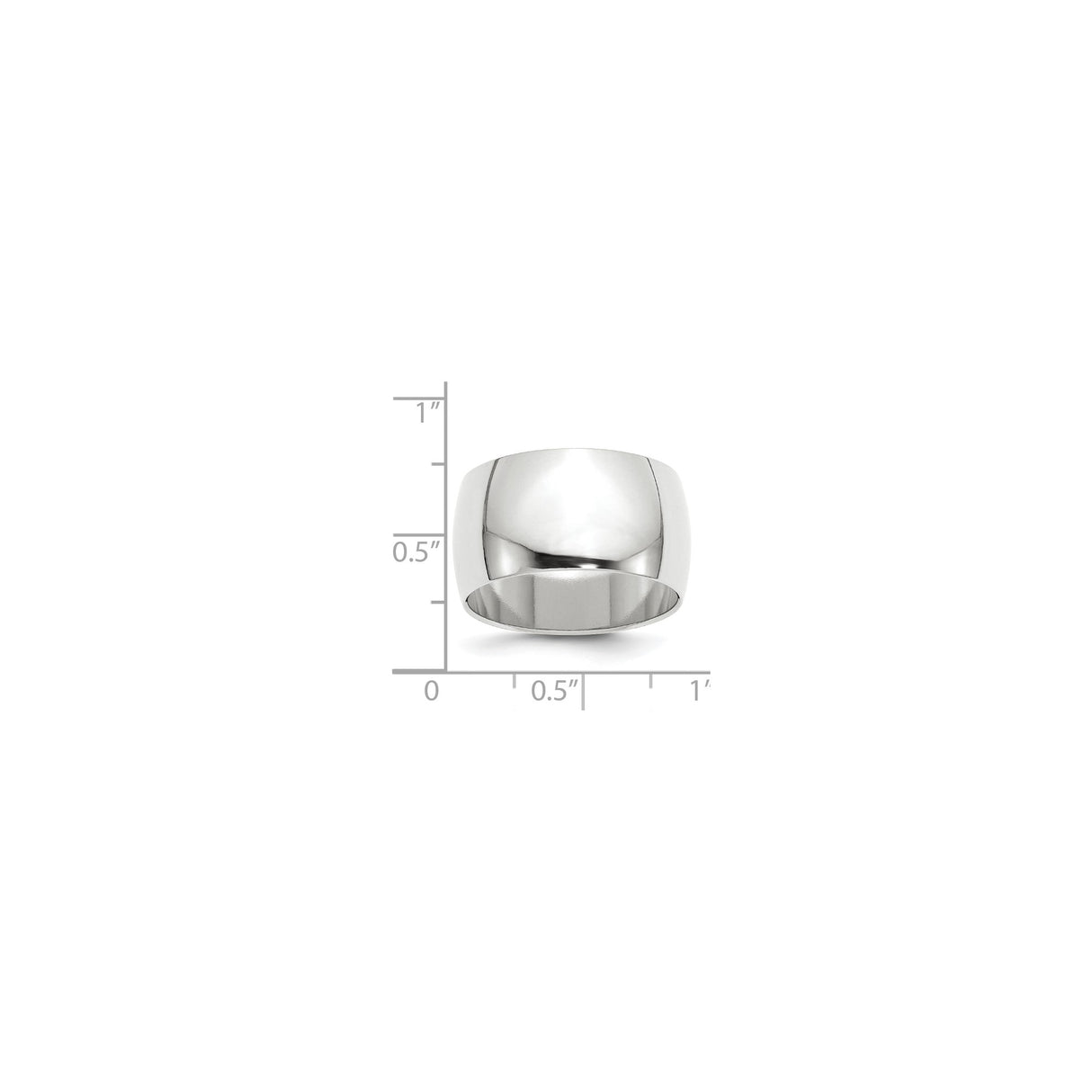 14k White Gold Domed wedding band ring shown for scale