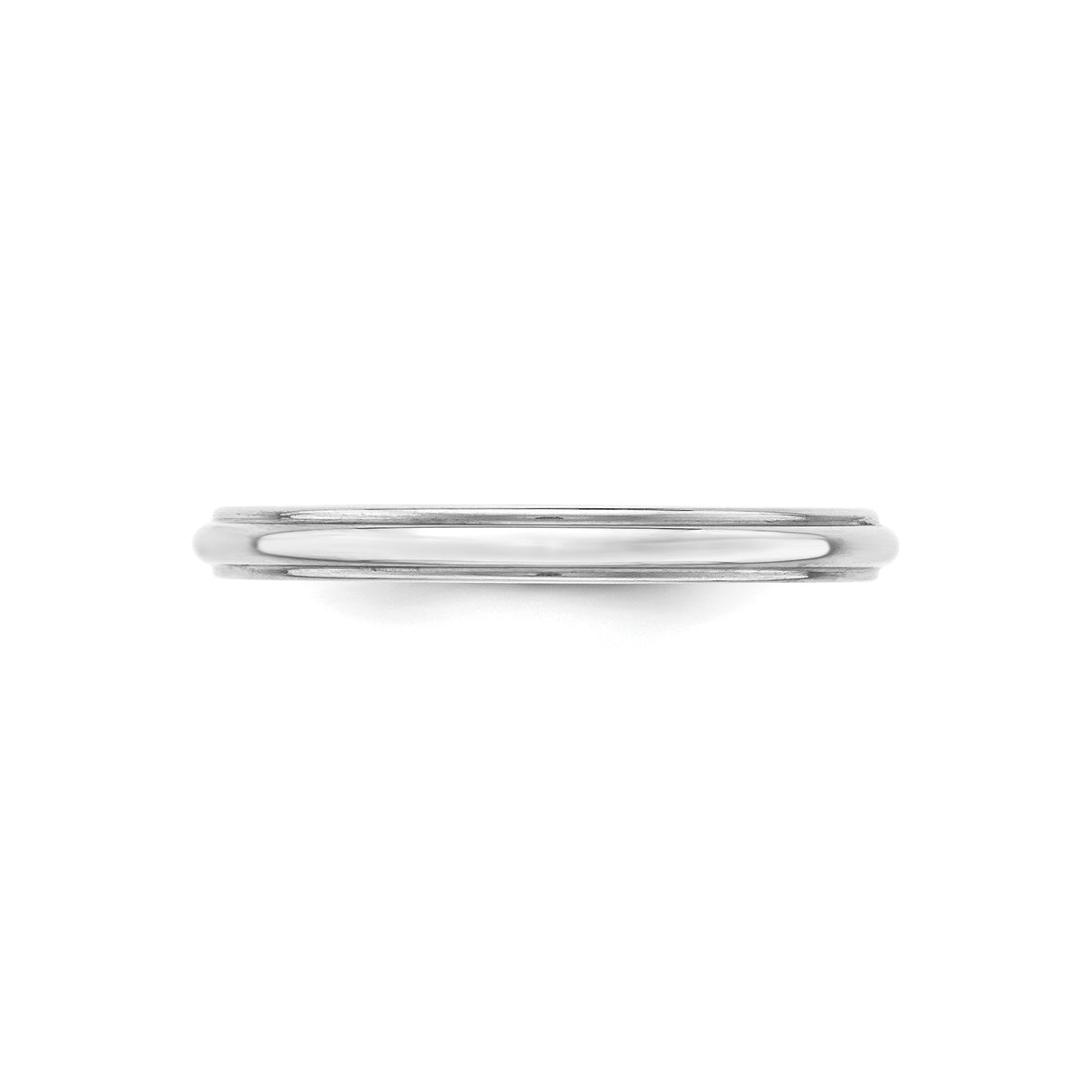 10k White Gold Domed wedding band ring detail view