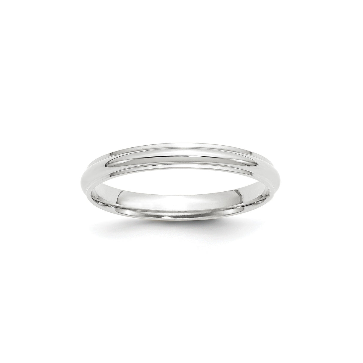 14k White Gold Domed wedding band ring