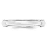 14K White Gold Domed Wedding Band With Polished Edges, 4mm Solid
