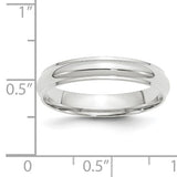 14K White Gold Domed Wedding Band With Polished Edges, 4mm Solid