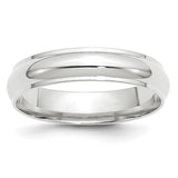 14K White Gold Edged Domed Wedding Band Solid 5mm Wide