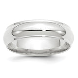 14K White Gold Edged Domed Wedding Band 6 mm Fancy Solid Ring