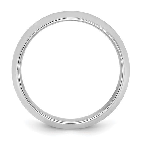14K White Gold Edged Domed Fancy Solid 7mm Wedding Band With Polished Finish No Stone