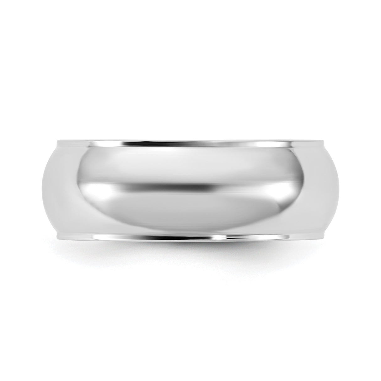 10k White Gold Domed wedding band ring detail view
