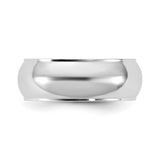 10k White Gold Domed wedding band ring detail view