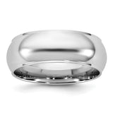 14K White Gold Edged Domed Fancy Solid 7mm Wedding Band With Polished Finish No Stone