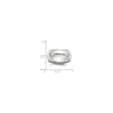 10k White Gold Domed wedding band ring shown for scale