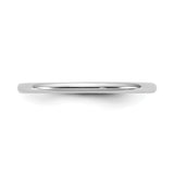 14k White Gold Domed, Lightweight wedding band ring detail view