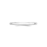 14k White Gold Domed, Lightweight wedding band ring detail view