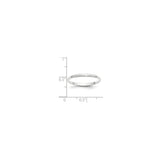 14k White Gold Domed, Lightweight wedding band ring shown for scale