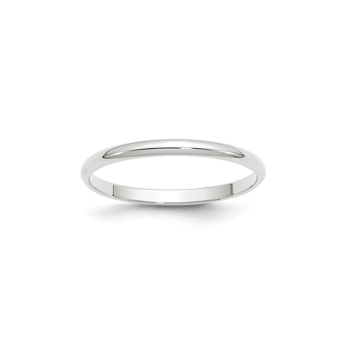 14k White Gold Domed, Lightweight wedding band ring
