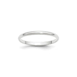 14k White Gold Domed, Lightweight wedding band ring