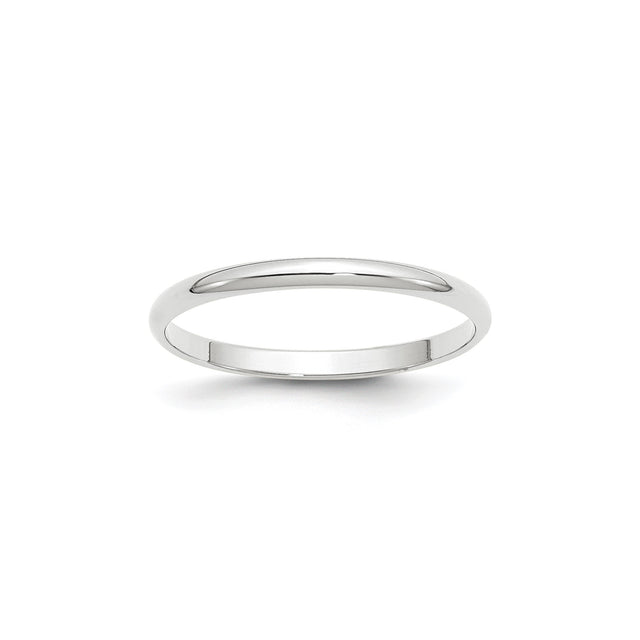 14k White Gold Domed, Lightweight wedding band ring