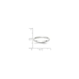 10k White Gold Domed, Lightweight wedding band ring shown for scale