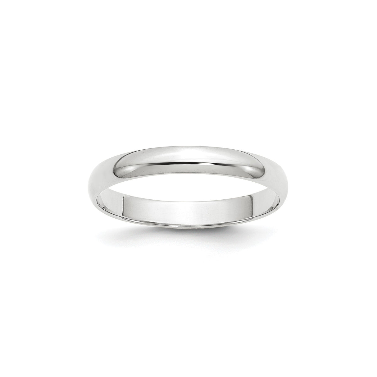 14k White Gold Domed, Lightweight wedding band ring