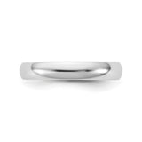 14k White Gold Domed, Lightweight wedding band ring detail view