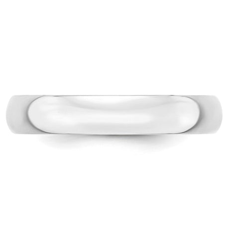 14K White Gold Half-Round Wedding Band, Lightweight Solid 4mm Domed No Stone