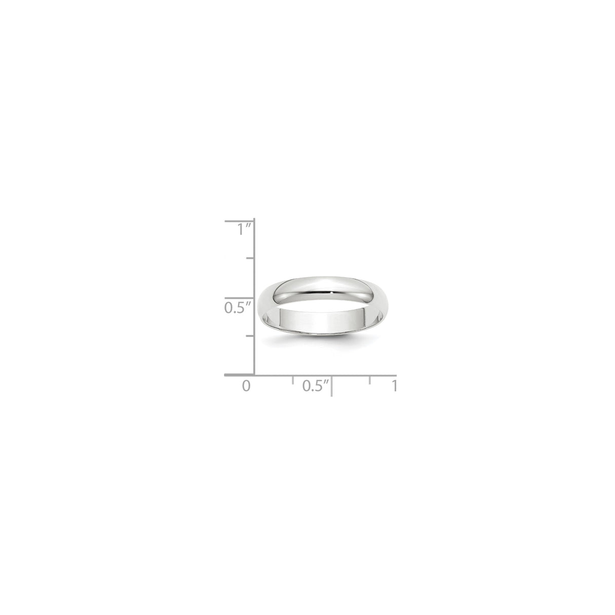 10k White Gold Domed, Lightweight wedding band ring shown for scale