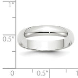 14K White Gold Half-Round Wedding Band, Lightweight Solid 4mm Domed No Stone