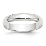 14K White Gold Half-Round Wedding Band, Lightweight Solid 4mm Domed No Stone