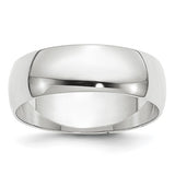 14k White Gold Half-Round 6mm Lightweight Wedding Band With Domed, Polished Finish