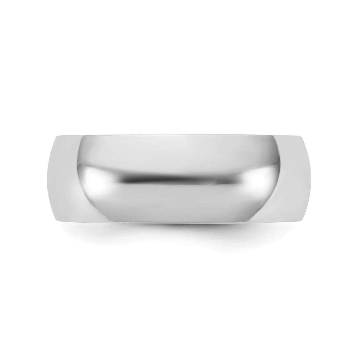 14k White Gold Domed, Lightweight wedding band ring detail view