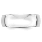 14K White Gold Half-Round Domed Wedding Band, No Stone, 7mm Lightweight Solid Ring