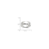 10k White Gold Domed, Lightweight wedding band ring shown for scale