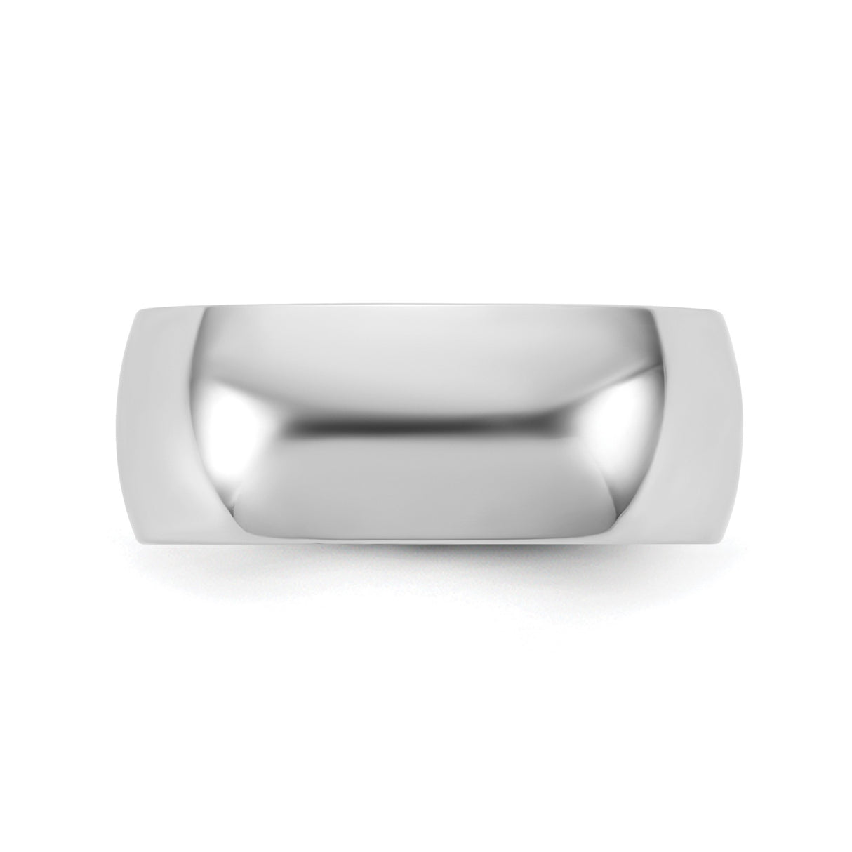 14k White Gold Domed, Lightweight wedding band ring detail view