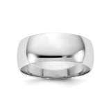 14k White Gold Domed, Lightweight wedding band ring