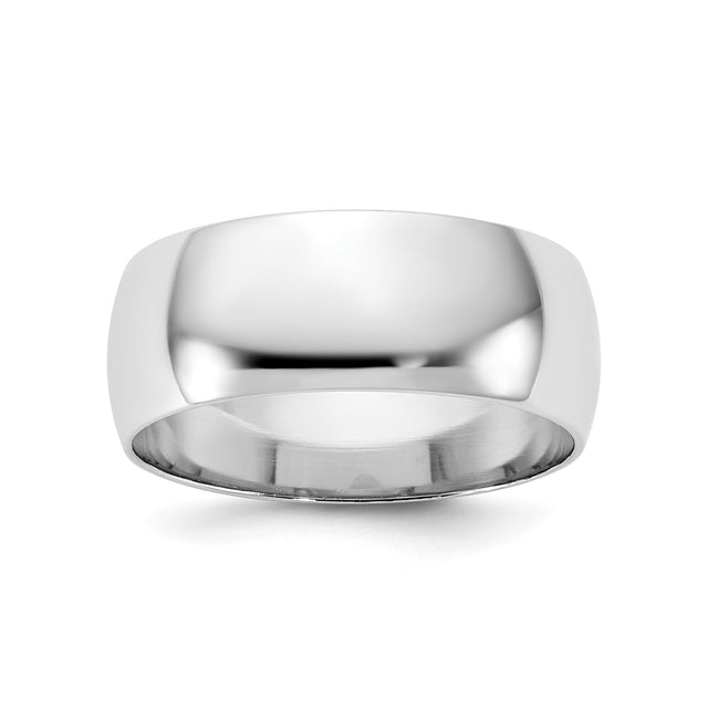 14k White Gold Domed, Lightweight wedding band ring