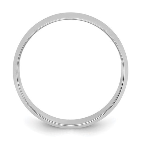 14K White Gold Domed Half Round Wedding Band 8mm Lightweight No Stone