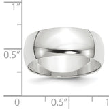 14K White Gold Domed Half Round Wedding Band 8mm Lightweight No Stone