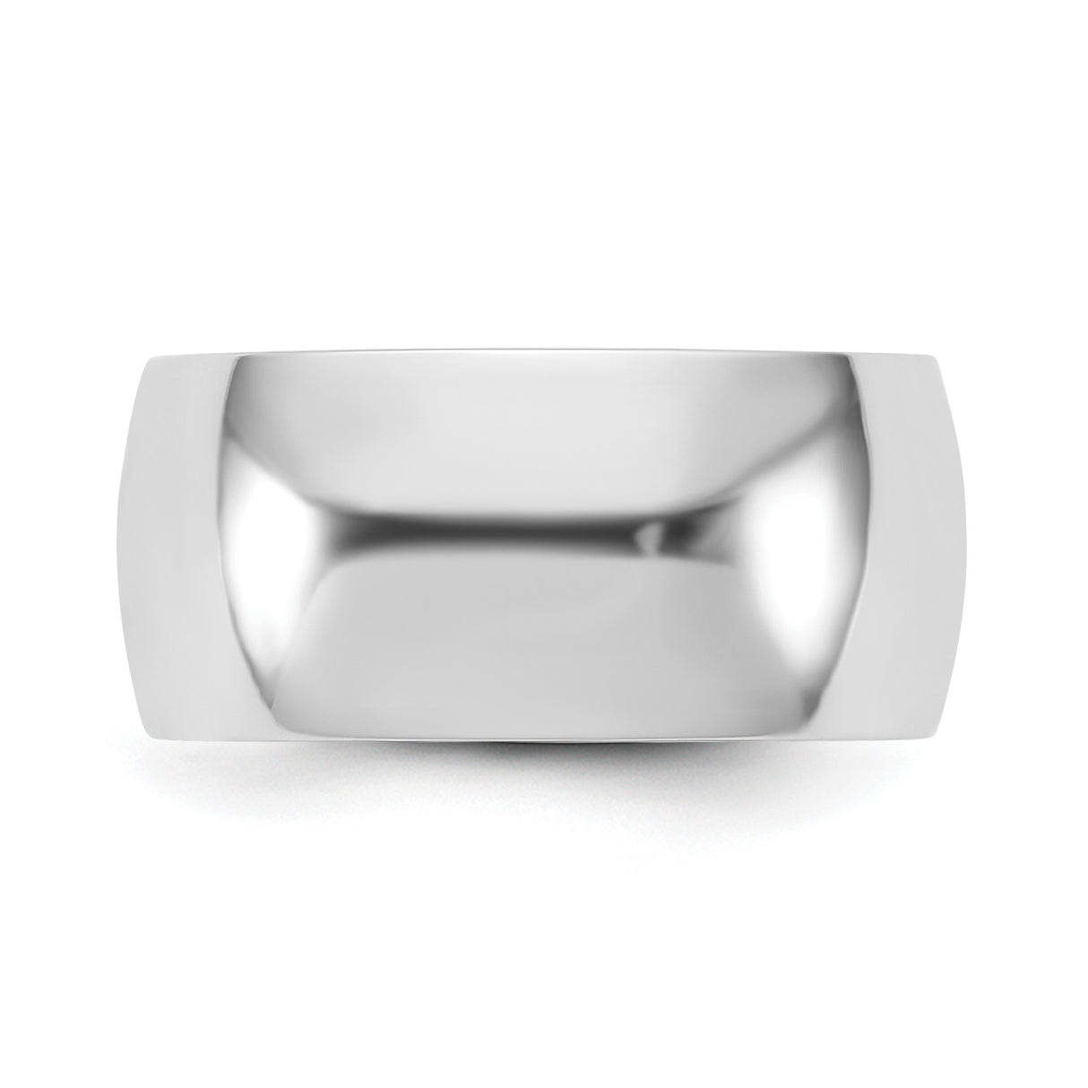 14k White Gold Domed, Lightweight wedding band ring detail view