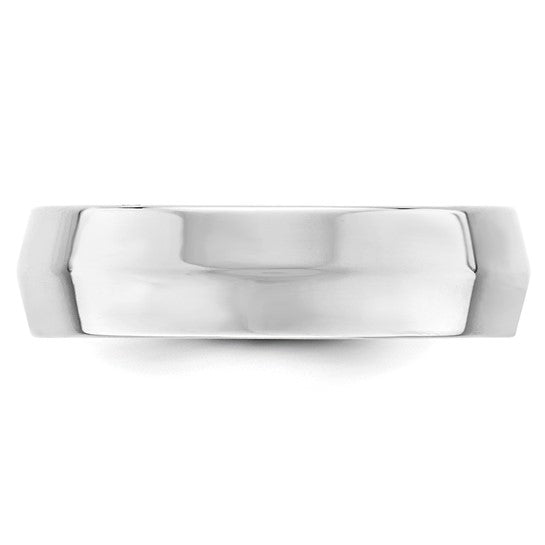 14K White Gold Knife Edge Wedding Band, 6mm Comfort Fit Solid Ring