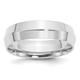 14K White Gold Knife Edge Wedding Band, 6mm Comfort Fit Solid Ring