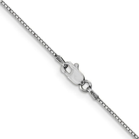 14K White Gold 0.9 mm Box Chain Necklace, Polished alternate angle