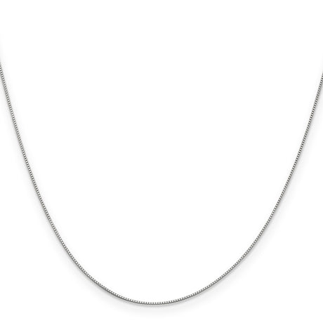 14K White Gold 0.5 mm Box Chain Anklet, Polished