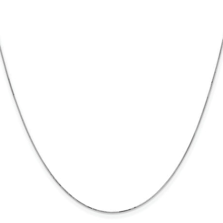 14K White Gold 0.5 mm Box Chain Anklet, Polished