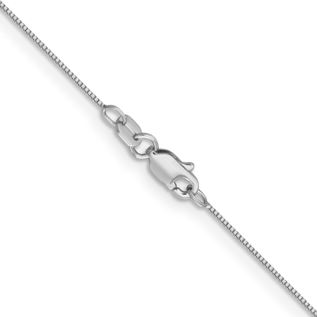 14K White Gold 0.5 mm Box Chain Necklace, Polished alternate angle