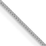 14K White Gold 0.5 mm Box Chain Necklace, Polished detail view