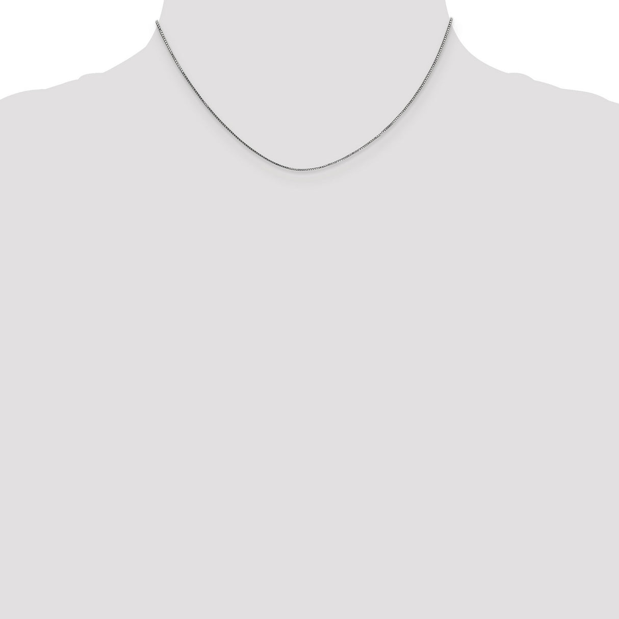 14K White Gold 0.7 mm Box Chain Necklace, Polished detail view