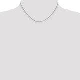 14K White Gold 0.7 mm Box Chain Necklace, Polished detail view