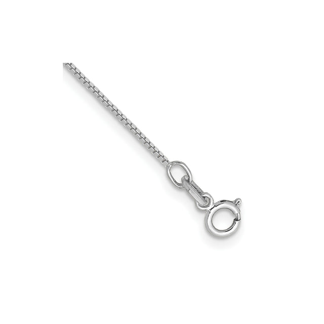 14K White Gold 0.7 mm Box Chain Anklet, Polished