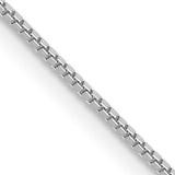 14K White Gold 0.7 mm Box Chain Necklace, Polished detail view
